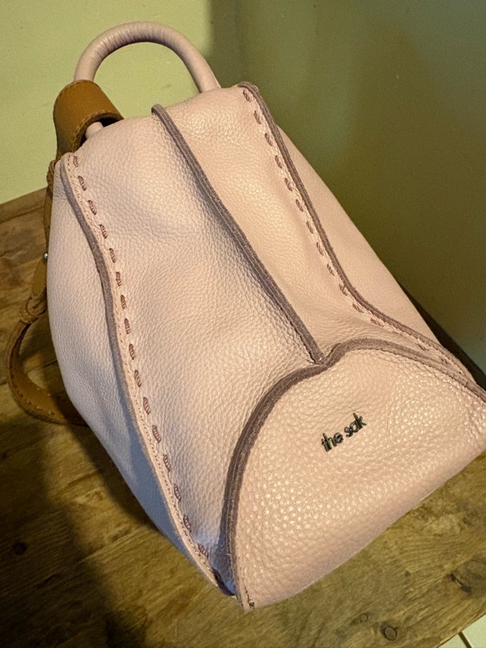The Sak Leather Shoulder Bag in Rosewood with Tan Strap - Picture 4 of 9
